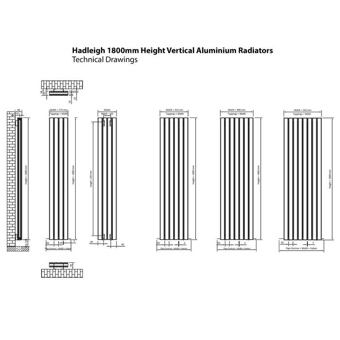 Eastbrook Hadleigh Aluminium Vertical Designer Radiator - Matt White