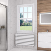 Eastbrook Tunstall Horizontal Designer Heated Towel Rail - 560mm x 1000mm - Matt White