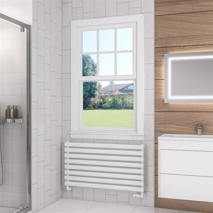 Eastbrook Tunstall Horizontal Designer Heated Towel Rail - 560mm x 1000mm - Matt White