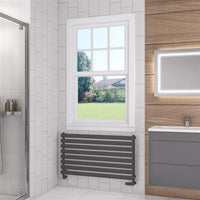 Eastbrook Tunstall Horizontal Designer Heated Towel Rail - 560mm x 1000mm - Matt Anthracite