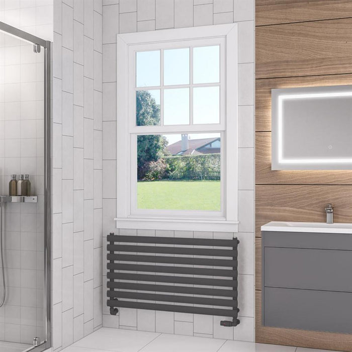 Eastbrook Tunstall Horizontal Designer Heated Towel Rail - 560mm x 1000mm - Matt Anthracite