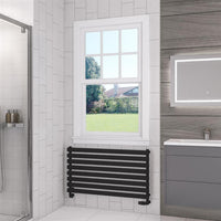 Eastbrook Tunstall Horizontal Designer Heated Towel Rail - 560mm x 1000mm - Matt Black