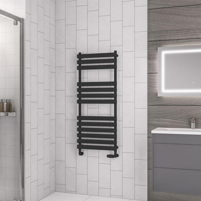 Eastbrook Tunstall Vertical Designer Heated Towel Rail - Matt Black