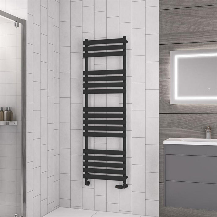 Eastbrook Tunstall Vertical Designer Heated Towel Rail - Matt Black