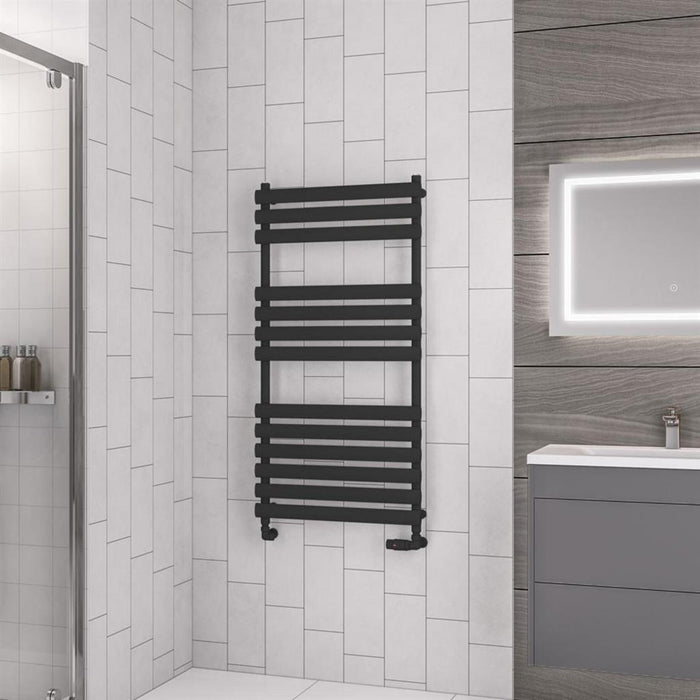 Eastbrook Tunstall Vertical Designer Heated Towel Rail - Matt Black
