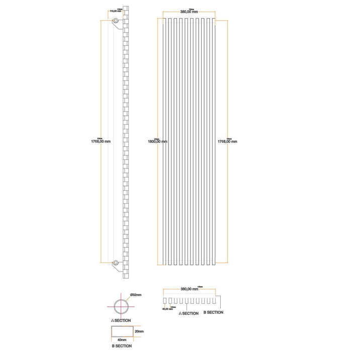 Eastbrook Rowsham Vertical Designer Radiator - Matt White