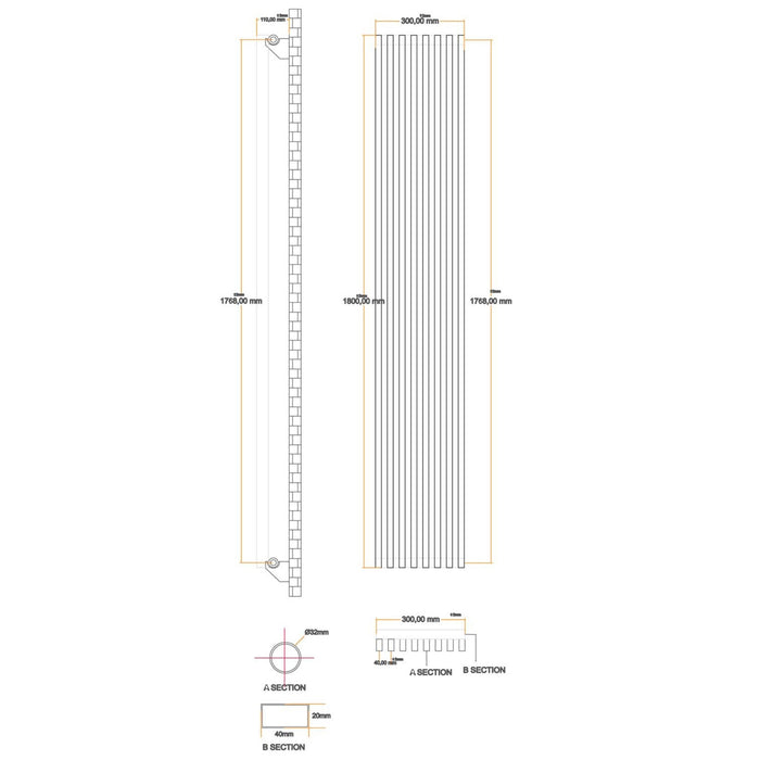 Eastbrook Rowsham Vertical Designer Radiator - Matt Anthracite