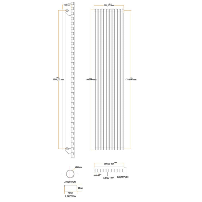Eastbrook Rowsham Vertical Designer Radiator - Matt Anthracite