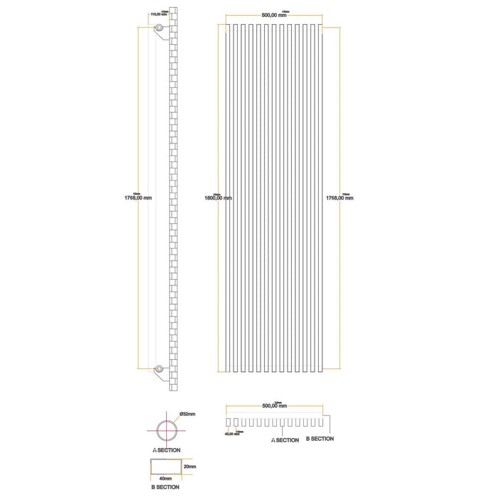 Eastbrook Rowsham Vertical Designer Radiator - Matt Anthracite