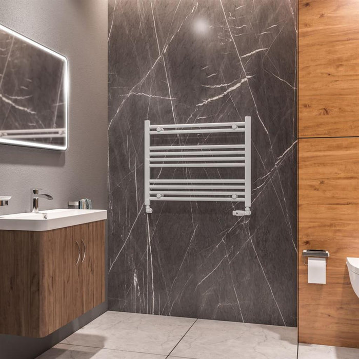 Eastbrook Westward Horizontal Straight Heated Towel Rail - 600mm x 800mm - Gloss White