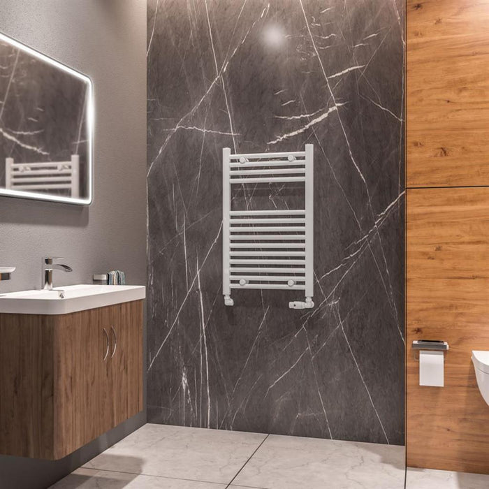Eastbrook Westward Vertical Straight Heated Towel Rail - Gloss White