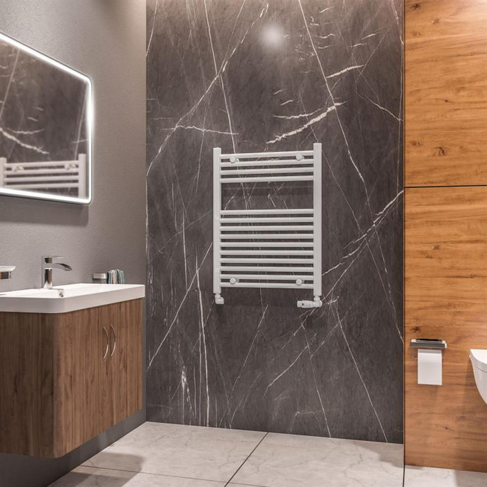 Eastbrook Westward Vertical Straight Heated Towel Rail - Gloss White