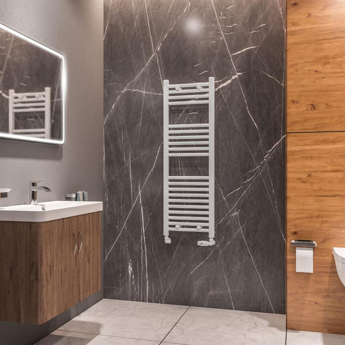 Eastbrook Westward Vertical Straight Heated Towel Rail - Gloss White