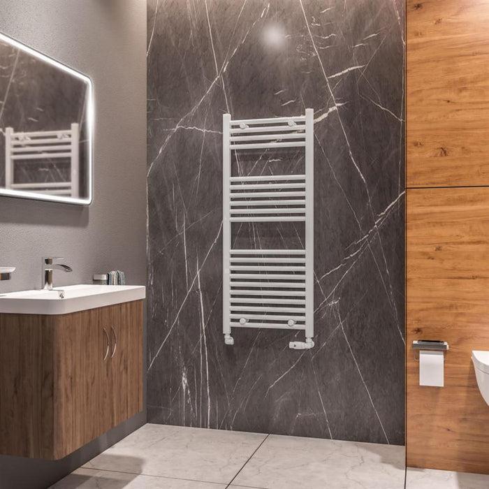 Eastbrook Westward Vertical Straight Heated Towel Rail - Gloss White