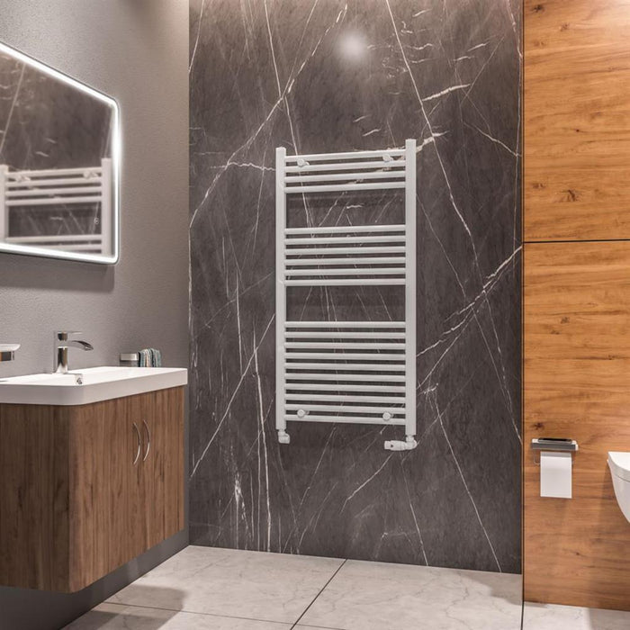 Eastbrook Westward Vertical Straight Heated Towel Rail - Gloss White