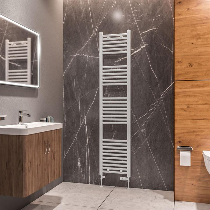 Eastbrook Westward Vertical Straight Heated Towel Rail - Gloss White