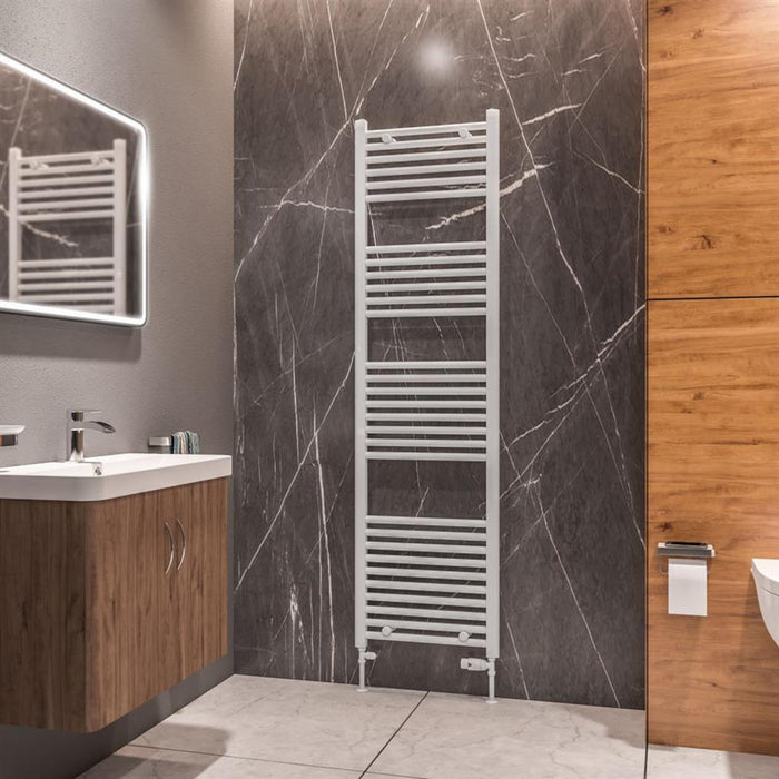 Eastbrook Westward Vertical Straight Heated Towel Rail - Gloss White
