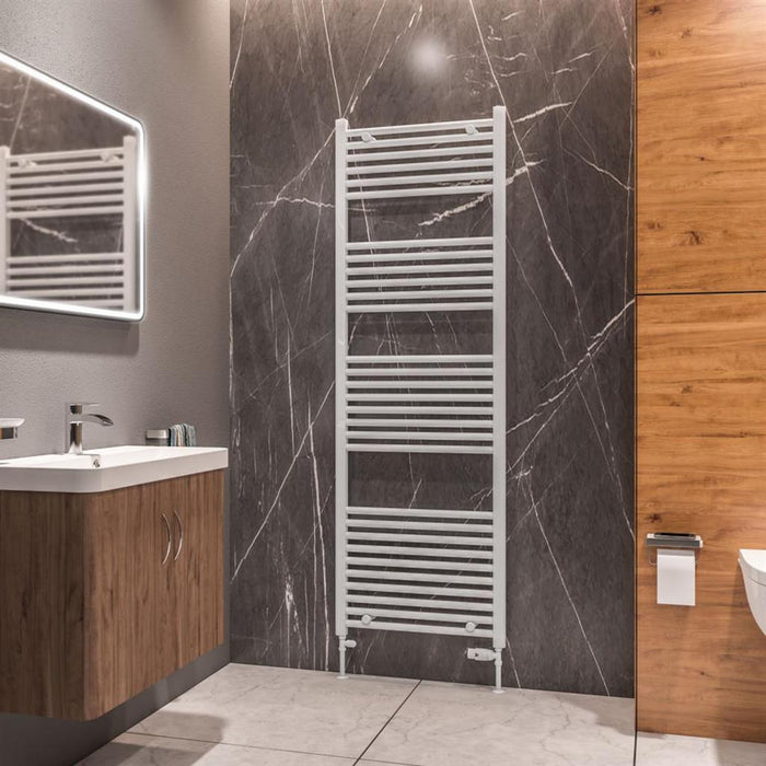 Eastbrook Westward Vertical Straight Heated Towel Rail - Gloss White