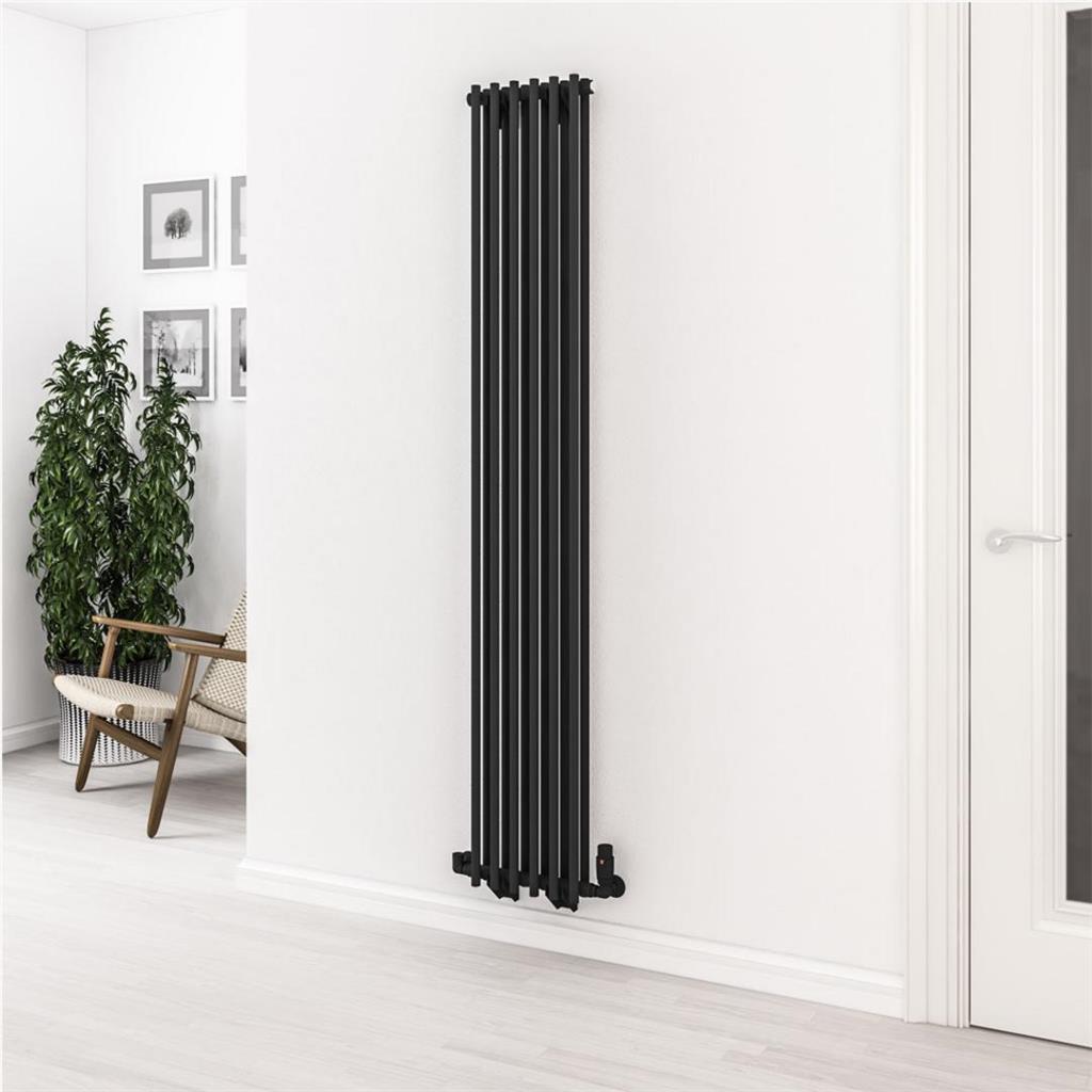Eastbrook Murano Vertical Designer Radiator - Matt Black — Bathroom Outlet