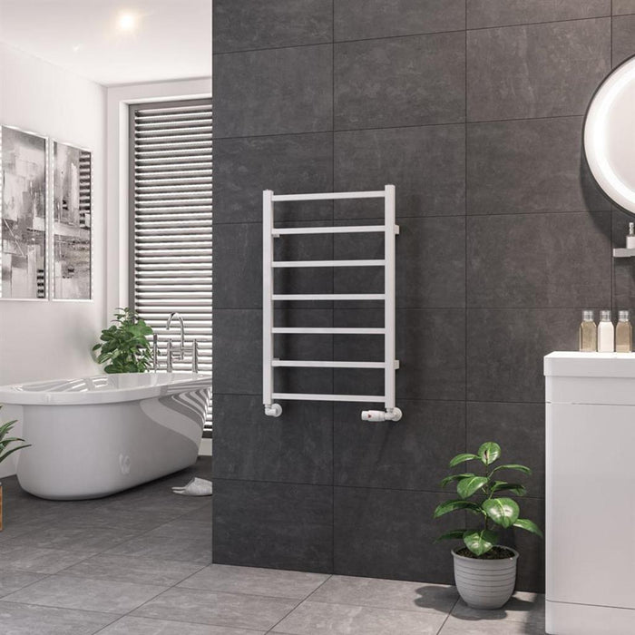 Eastbrook Tuscan Vertical Square Straight Heated Towel Rail - Gloss White