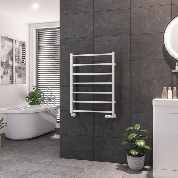 Eastbrook Tuscan Vertical Square Straight Heated Towel Rail - Gloss White