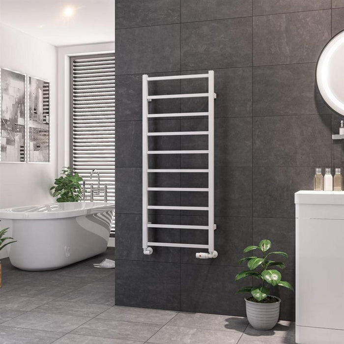 Eastbrook Tuscan Vertical Square Straight Heated Towel Rail - Gloss White