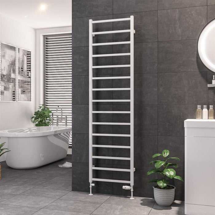 Eastbrook Tuscan Vertical Square Straight Heated Towel Rail - Gloss White