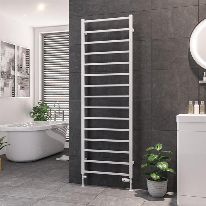Eastbrook Tuscan Vertical Square Straight Heated Towel Rail - Gloss White