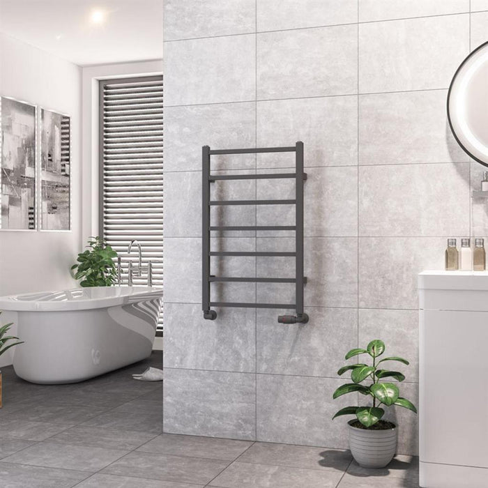 Eastbrook Tuscan Vertical Square Straight Heated Towel Rail - Matt Anthracite