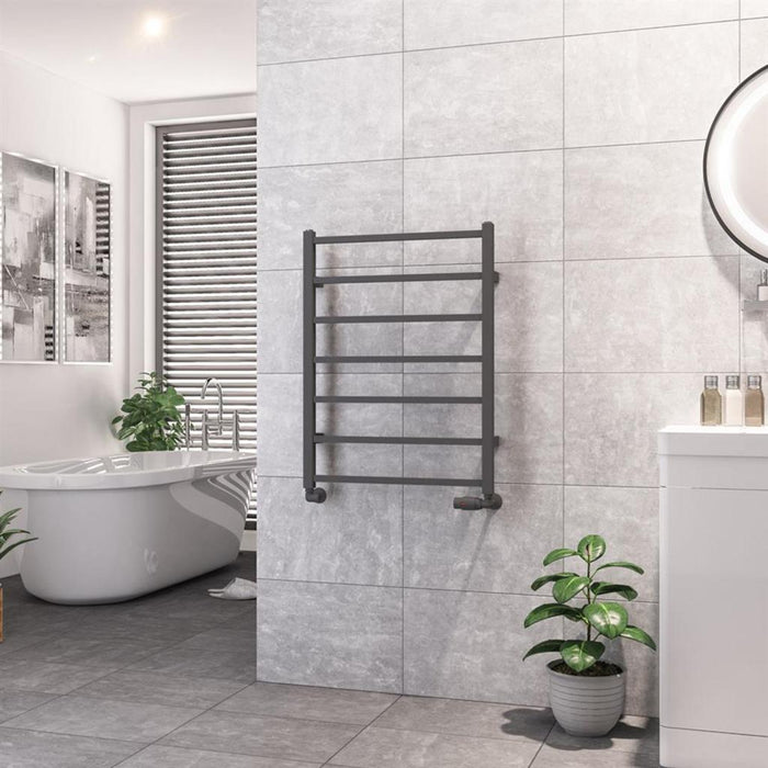 Eastbrook Tuscan Vertical Square Straight Heated Towel Rail - Matt Anthracite