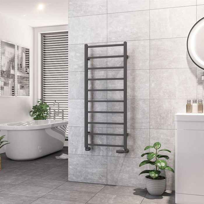 Eastbrook Tuscan Vertical Square Straight Heated Towel Rail - Matt Anthracite