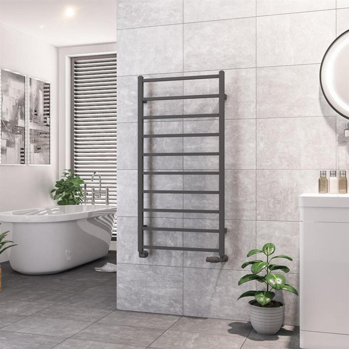 Eastbrook Tuscan Vertical Square Straight Heated Towel Rail - Matt Anthracite