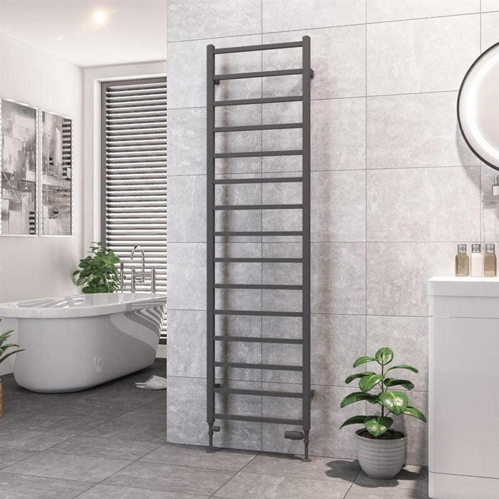 Eastbrook Tuscan Vertical Square Straight Heated Towel Rail - Matt Anthracite