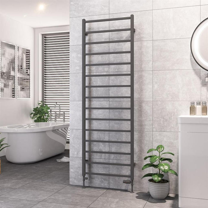 Eastbrook Tuscan Vertical Square Straight Heated Towel Rail - Matt Anthracite
