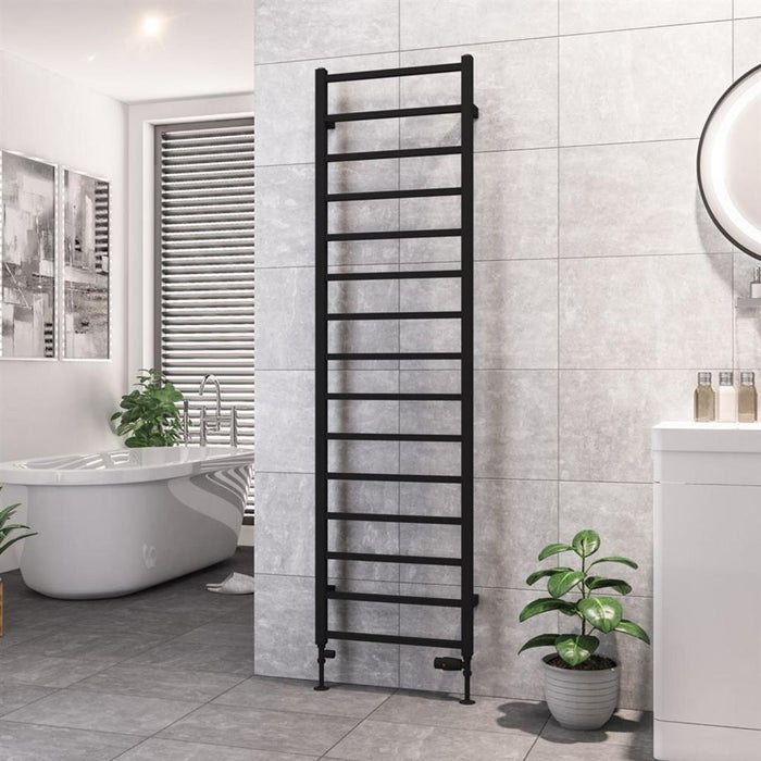 Eastbrook Tuscan Vertical Square Straight Heated Towel Rail - Matt Black