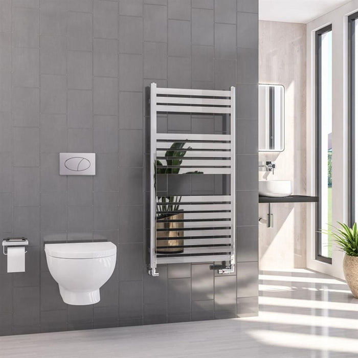 Eastbrook Defford Vertical Designer Straight Heated Towel Rail - Chrome