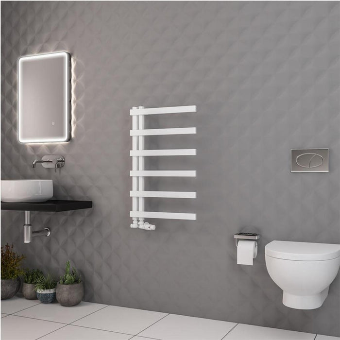 Eastbrook Platani Vertical Designer Straight Heated Towel Rail - Matt White