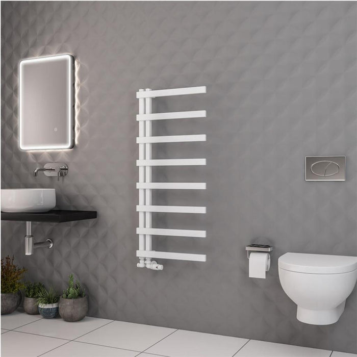 Eastbrook Platani Vertical Designer Straight Heated Towel Rail - Matt White