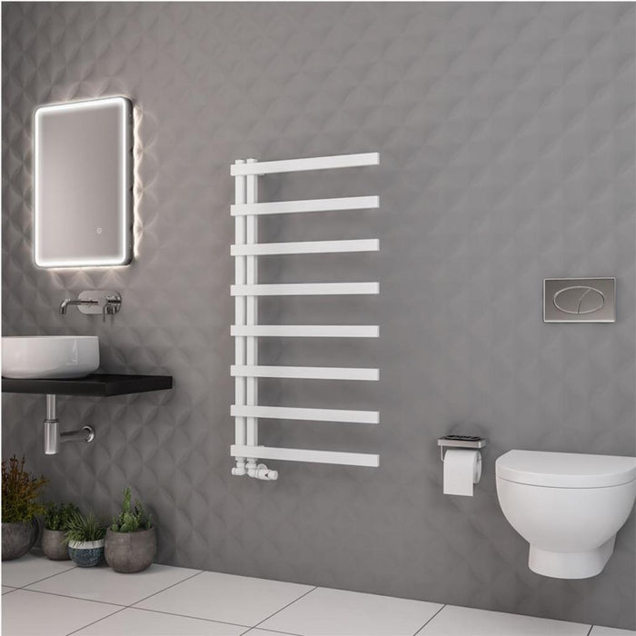 Eastbrook Platani Vertical Designer Straight Heated Towel Rail - Matt White
