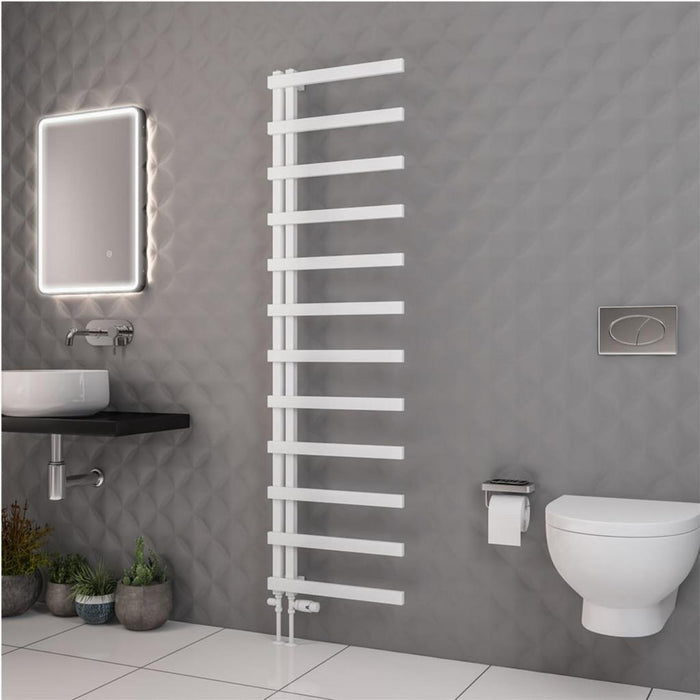 Eastbrook Platani Vertical Designer Straight Heated Towel Rail - Matt White