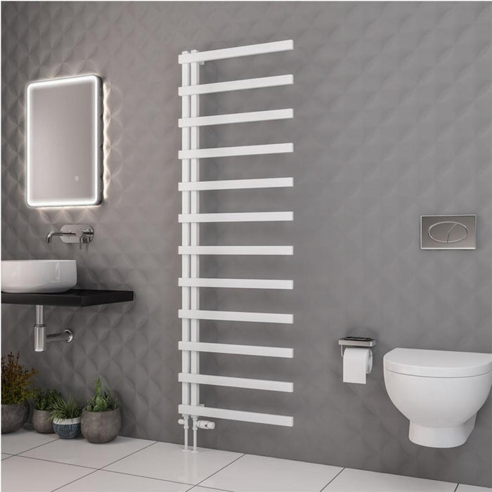 Eastbrook Platani Vertical Designer Straight Heated Towel Rail - Matt White
