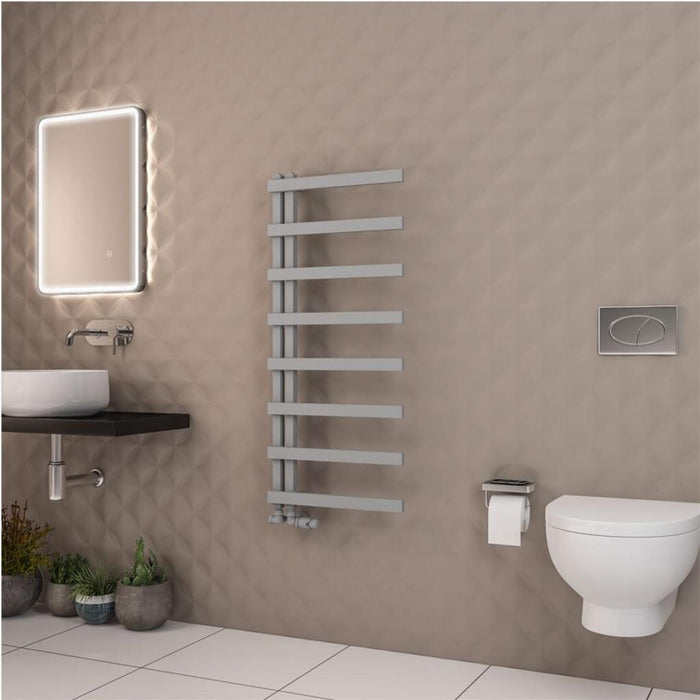 Eastbrook Platani Vertical Designer Straight Heated Towel Rail - Matt Grey