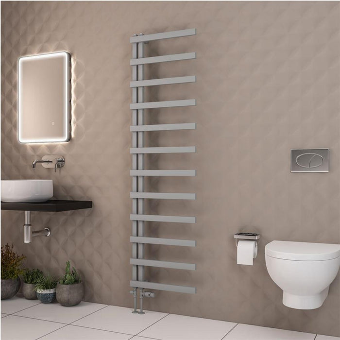 Eastbrook Platani Vertical Designer Straight Heated Towel Rail - Matt Grey