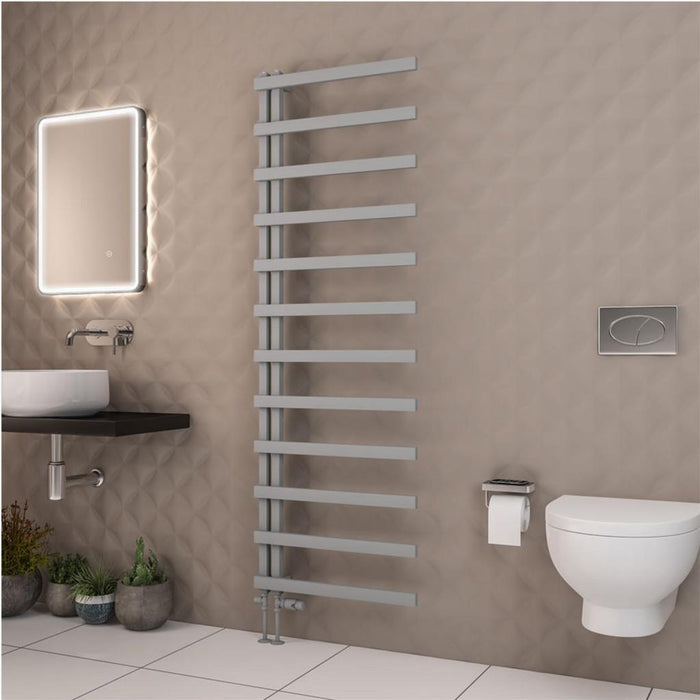 Eastbrook Platani Vertical Designer Straight Heated Towel Rail - Matt Grey