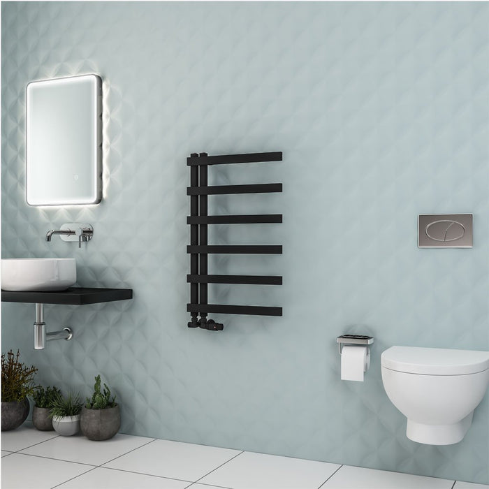 Eastbrook Platani Vertical Designer Straight Heated Towel Rail - Matt Black