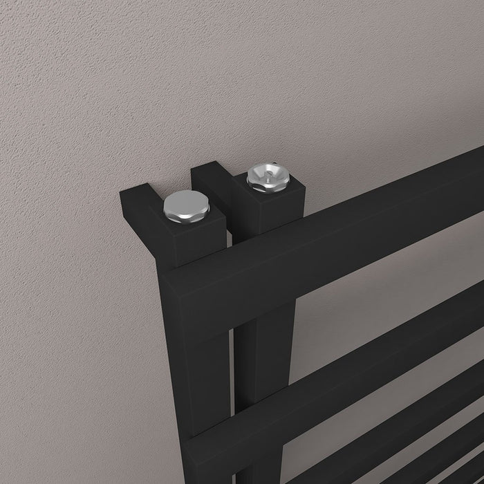 Eastbrook Platani Vertical Designer Straight Heated Towel Rail - Matt Black