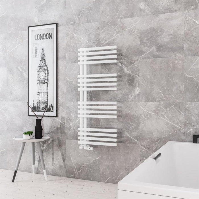 Eastbrook Reinbach Vertical Designer Straight Heated Towel Rail - Matt White