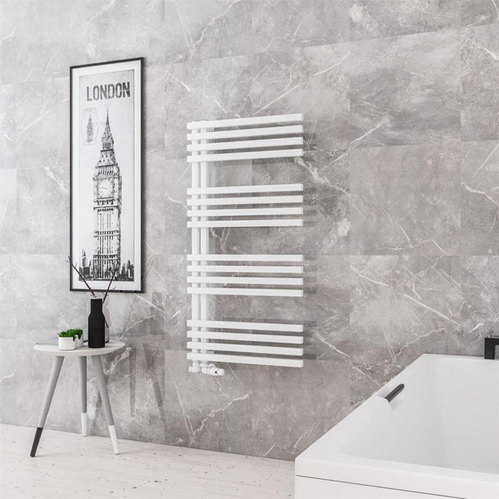 Eastbrook Reinbach Vertical Designer Straight Heated Towel Rail - Matt White