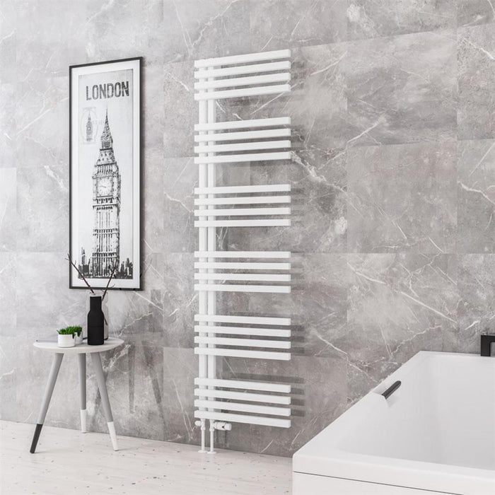 Eastbrook Reinbach Vertical Designer Straight Heated Towel Rail - Matt White