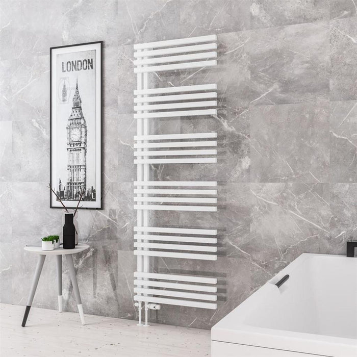 Eastbrook Reinbach Vertical Designer Straight Heated Towel Rail - Matt White